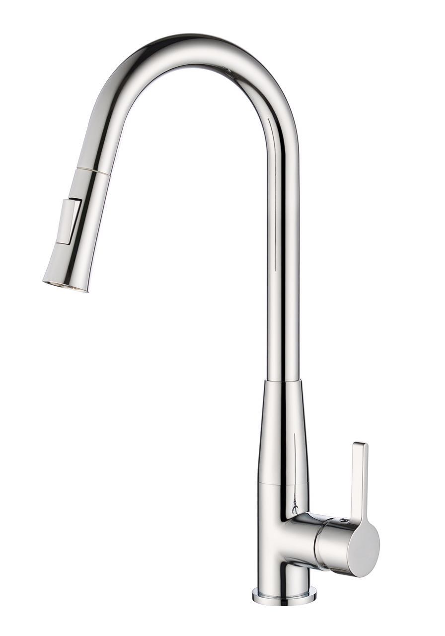 ברז קשת גבוה נשלף למטבח 2 מצבי זרימה דגם 1220 ניקל 