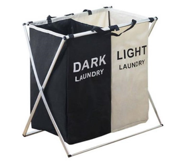 סל כביסה אלומיניום + בד כהה/בהיר