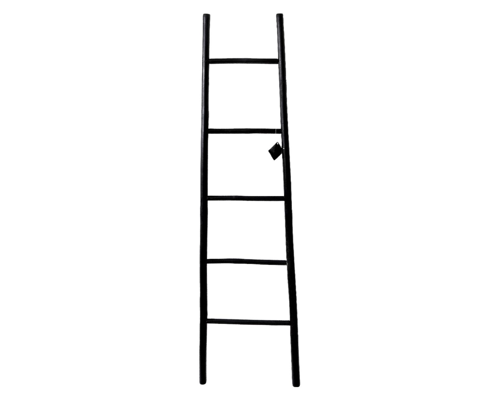 סולם במבוק 5 שלבים שחור דקורטיבי לתליית בגדים