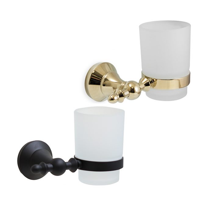 כוס זכוכית למברשות שיניים לתליה על קיר דגם RY22