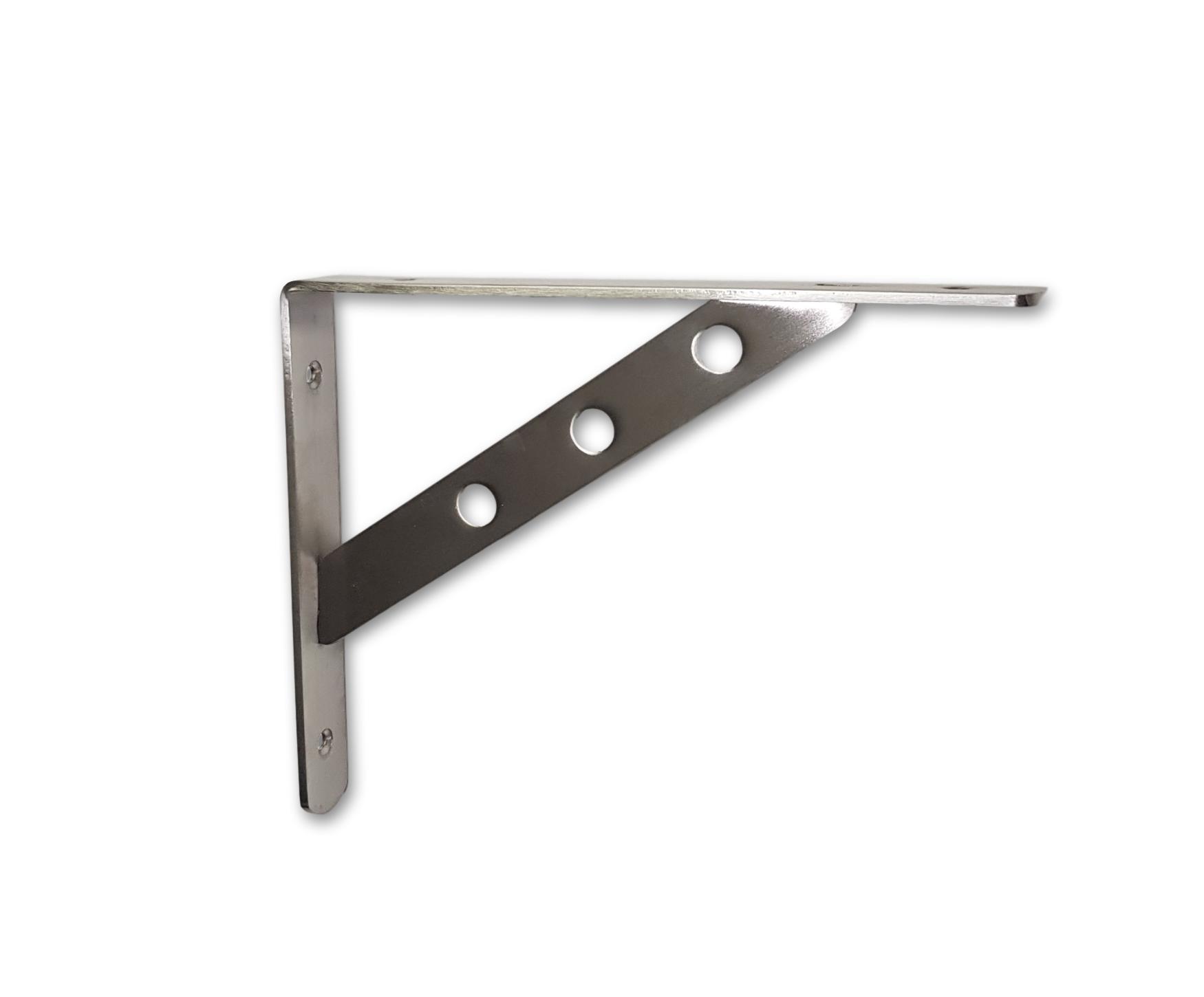 תומך מדף כבד נירוסטה עם חיזוק וחורים לתליה