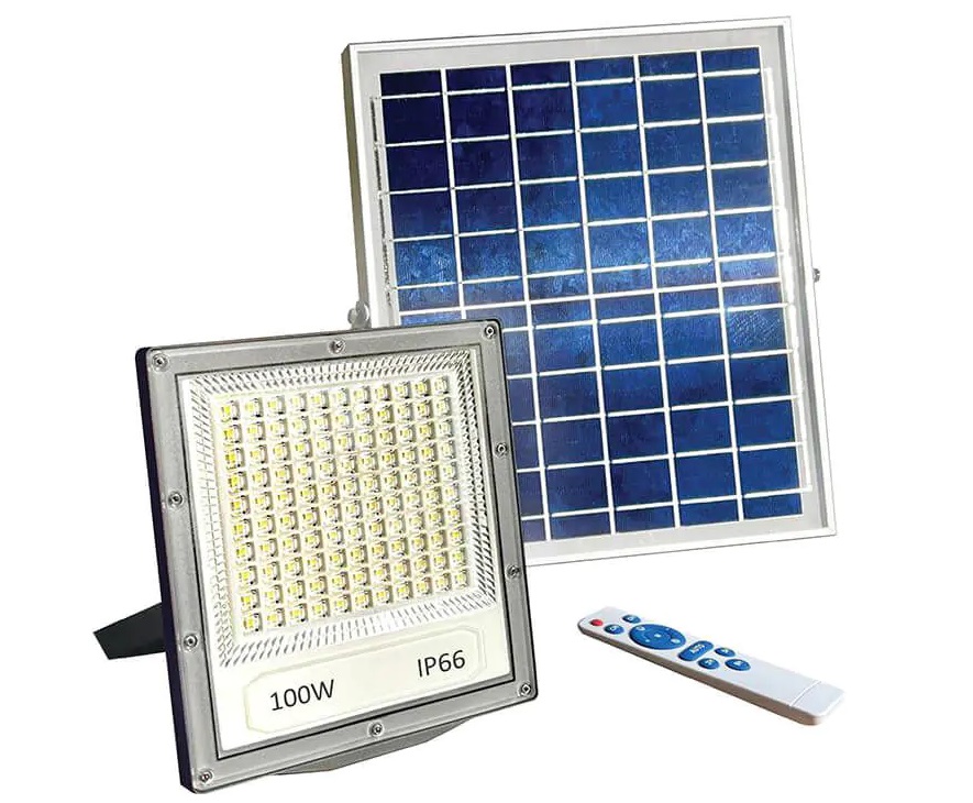 תאורת הצפה סולארית + שלט דגם 100W SOL 